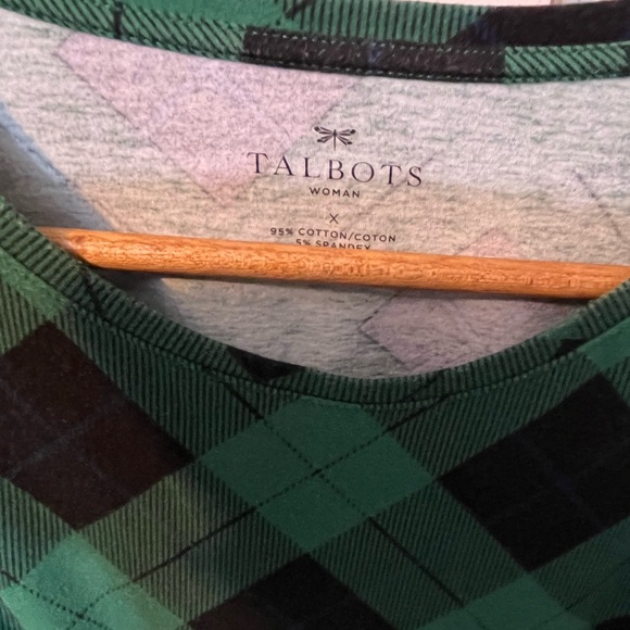 Woman’s Green Black Plaid Long sleeve Shirt by Talbots XL size Preloved Fashion - Picture 3 of 4